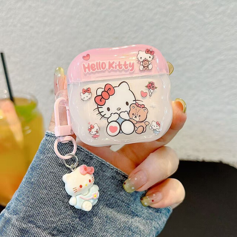 Cute Hello Kitty Kt Earphone Case Suitable for Apple AirPods 3/4 Generation Cartoon Kt Bear Pro3 Earphone Case