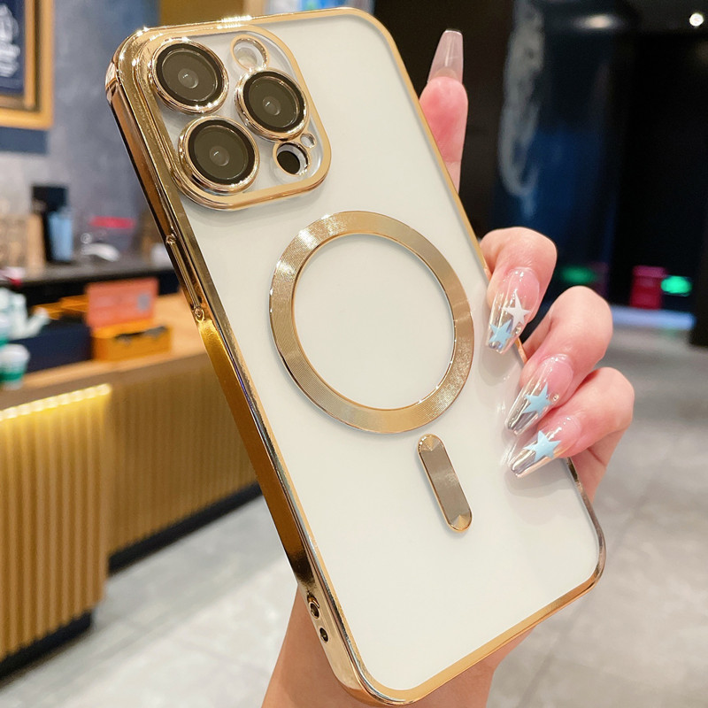 Funda para teléfono iphone16promax 16 transparente 16plus magnético Apple 15 patrón de CD suave 14 nicho 13