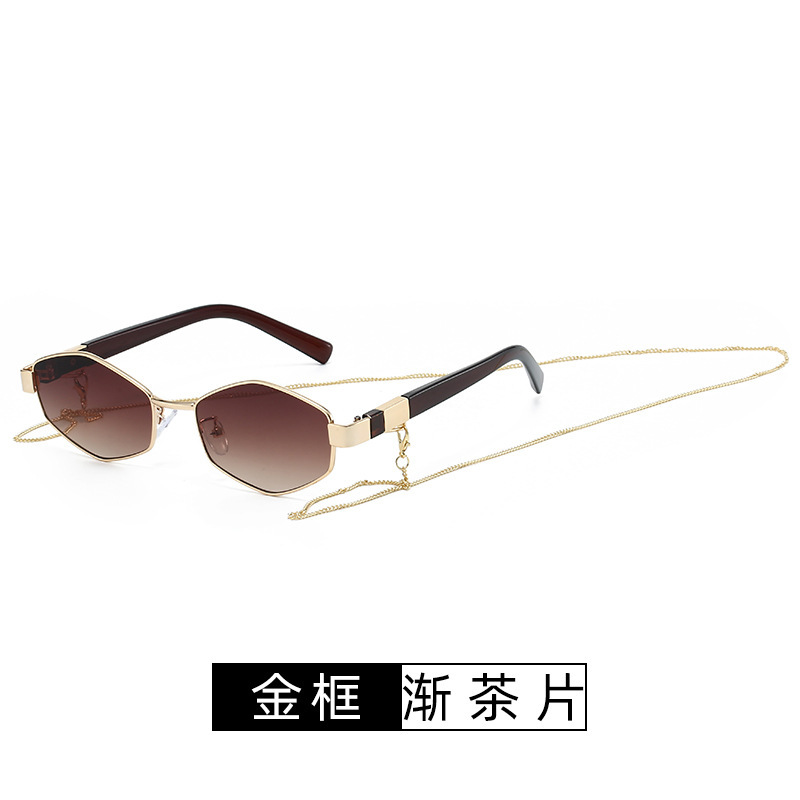复古个性链条墨镜女轻奢风新款金属眼镜跨境欧美网红潮时尚太阳镜|undefined
