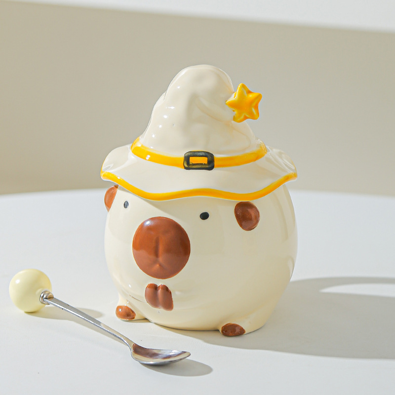 Taza Capibara para chicas lindas tazas de cerámica con tapa de agua regalo de cumpleaños tazas creativas de alto valor facial