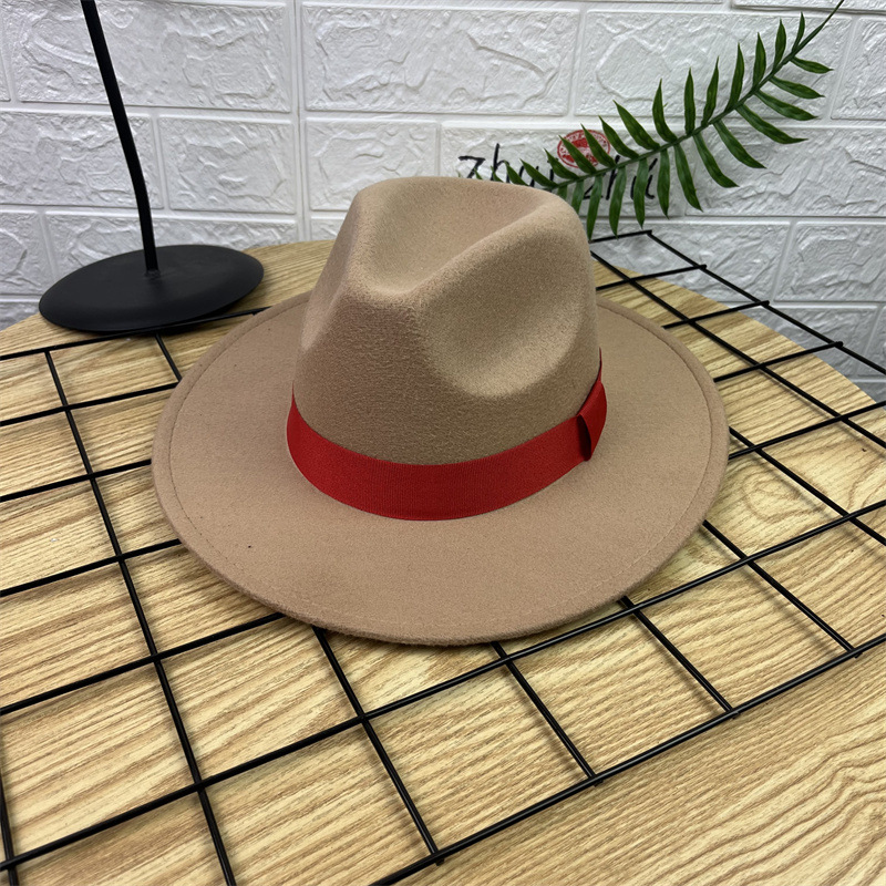 AliExpress sombrero de lana Jazz sombrero británico ala grande Xu Wenqiang mismo estilo versátil de ala ancha sombrero de caballero sombrero de rendimiento de los hombres