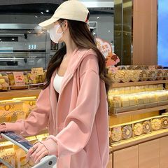 连帽卫衣女春秋款新款宽松休闲慵懒风小个子开衫美式秋季外套