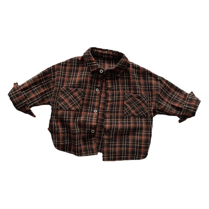 Camisa de Niños de moda personalizada para niños Otoño Nueva camisa de manga larga para niños a cuadros estilo coreano para niñas ropa de bebé para niños
