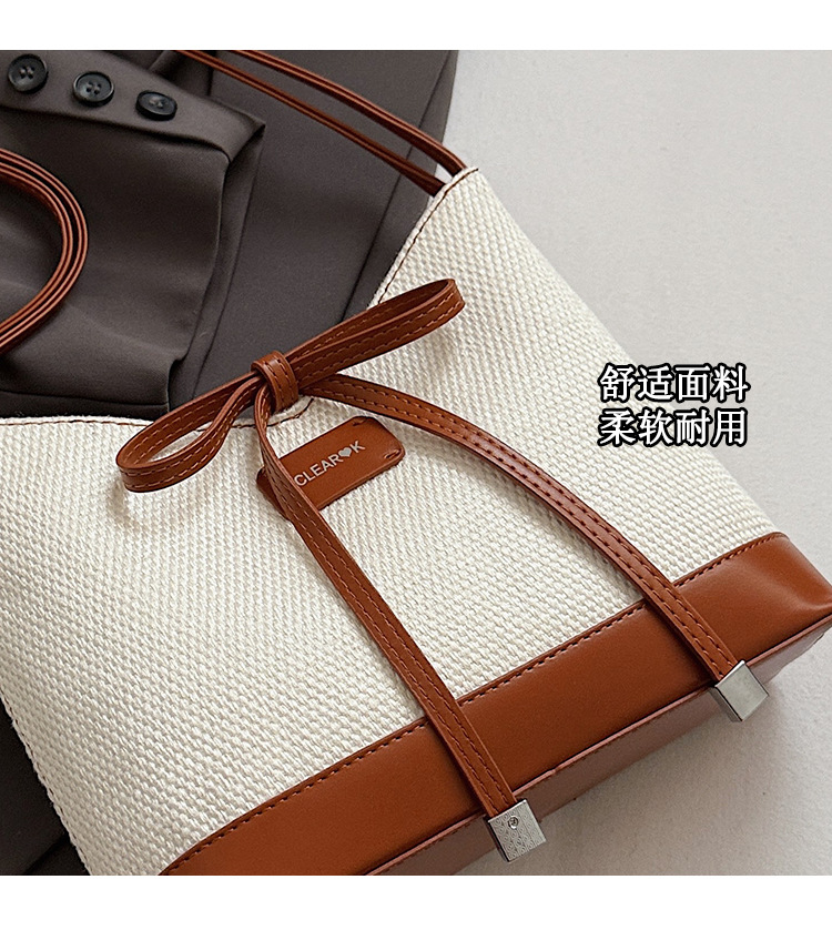 Simple and large-capacity tote bag for women 2025 new style in a two-color Korean-style casual underarm bag with a bow, fashionable and sweet Specification drawing
