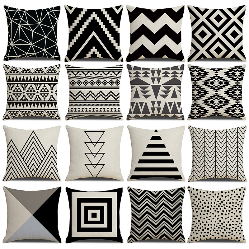Jit's New Cross-Border Best-Selling Black and White Letter Pillowcase for Office Sofa and Living Room Decoration Linen Cushion Wholesale