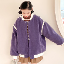 加棉女童摇粒绒外套秋冬装2025新款儿童棉服女孩卫衣衣加厚棒球服