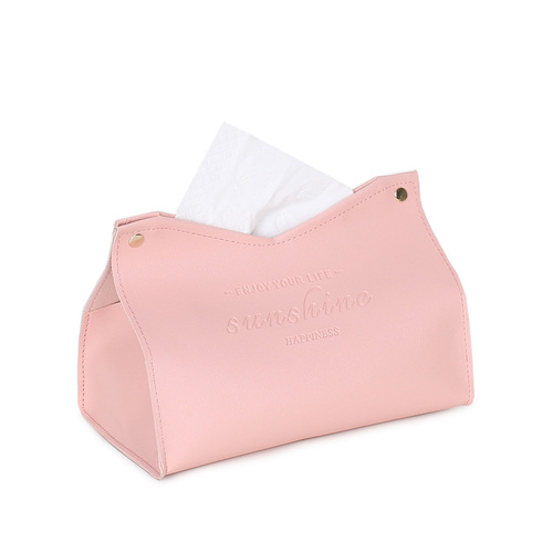 Ins style leather tissue box high-end car tissue box Nordic light luxury tissue storage box living room napkin box