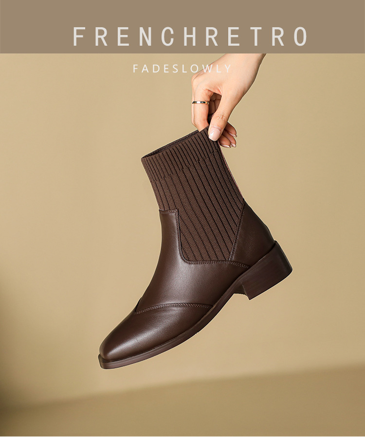 Women's Boots Square Toe Thick Heel Warm Plush Ankle Boots_voghion.com