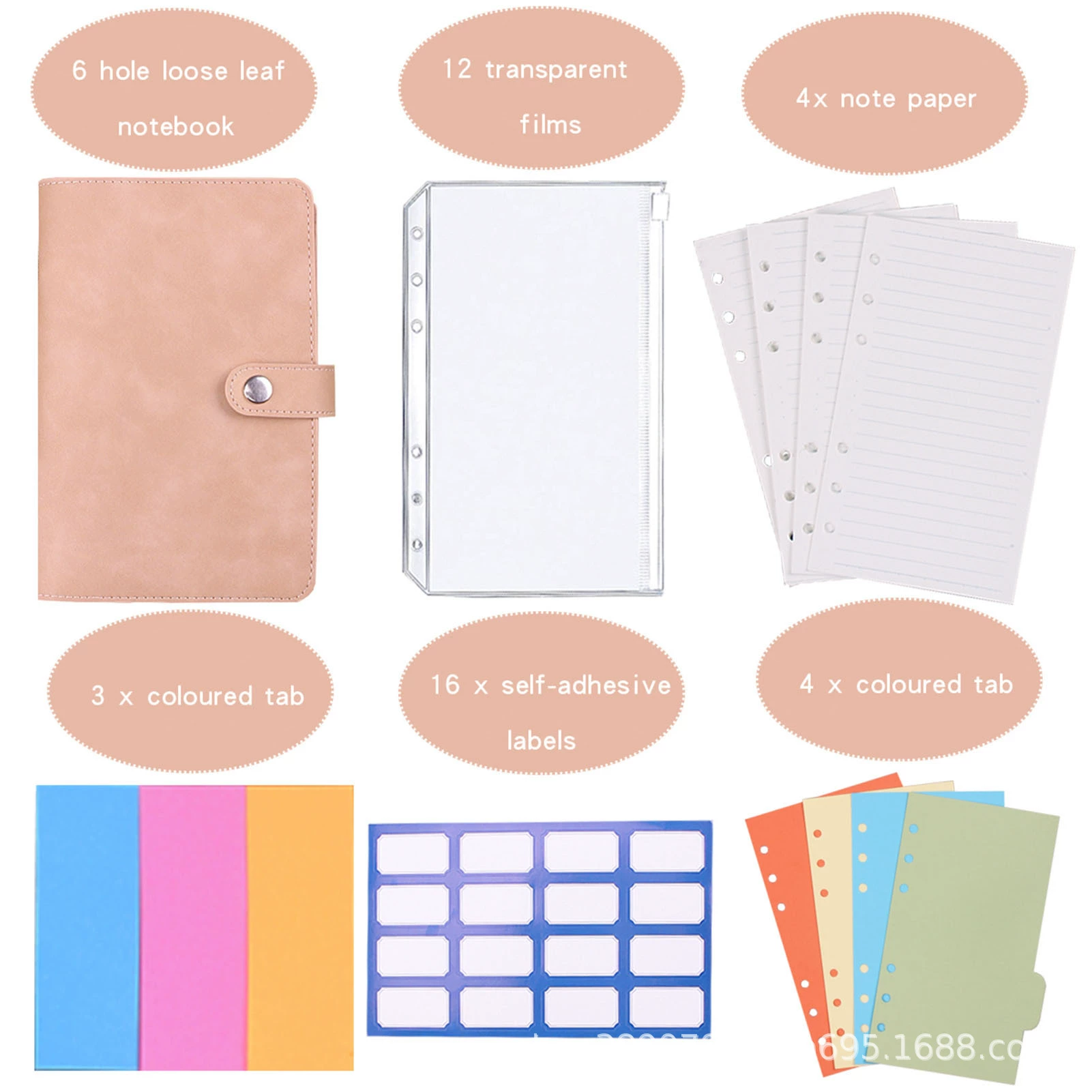 Planner Binder Notebook, PU Cover, Tear-Off Budget Sheets 27 pcs, A5-Style Organizer
