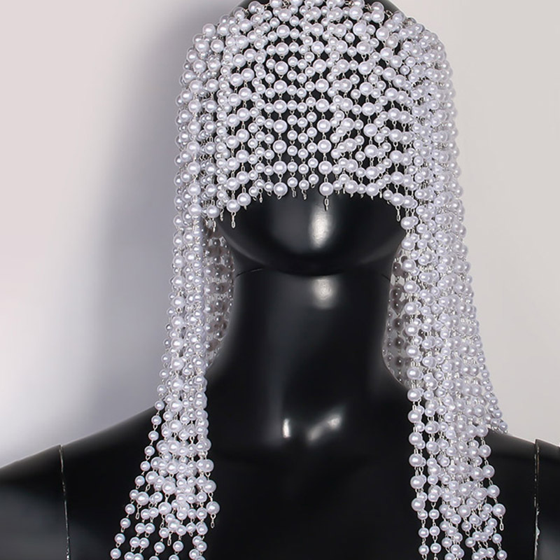 Amazon Hot sale de perlas largas cadenas de cabello exageradas ping toques accesorios de hip hop cadena de cabello