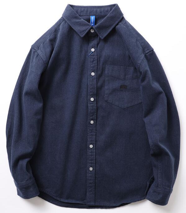 重磅咔叽！外贸男装尾货棉厚实素色百搭长袖衬衫男休闲衬衣外套