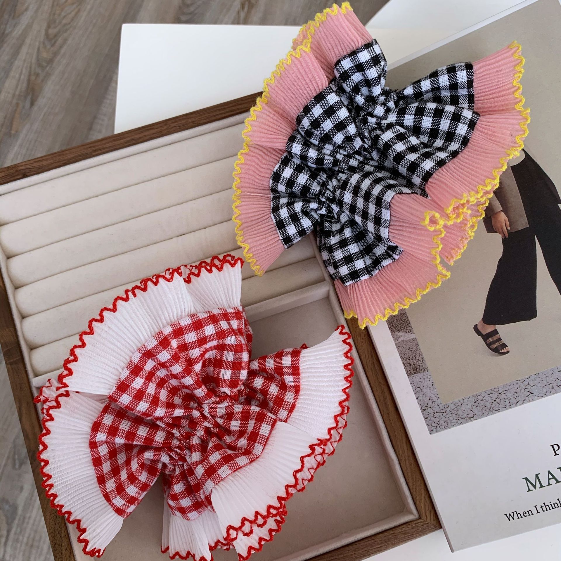 Casual Simple Style Plaid Cloth Hair Tie 1 Piece display picture 11