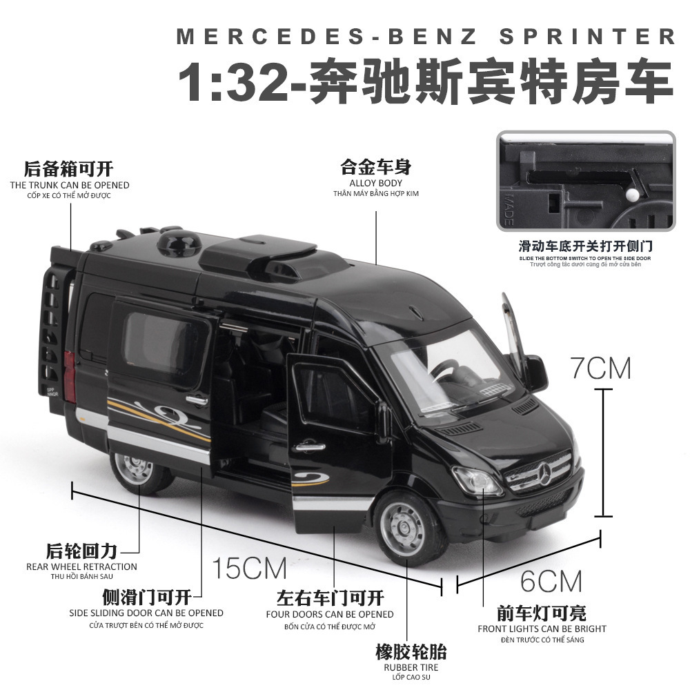 Chimei modelo de coche de aleación 1:32 Big Ben spinter Tire hacia atrás Puerta Abierta niño juguete RV con sonido y luz adornos