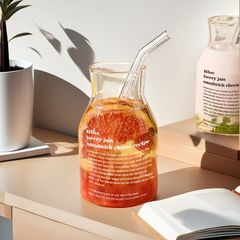 ins风爆款耐热玻璃牛奶咖啡杯子果汁冷饮吸管杯大容量印花情侣