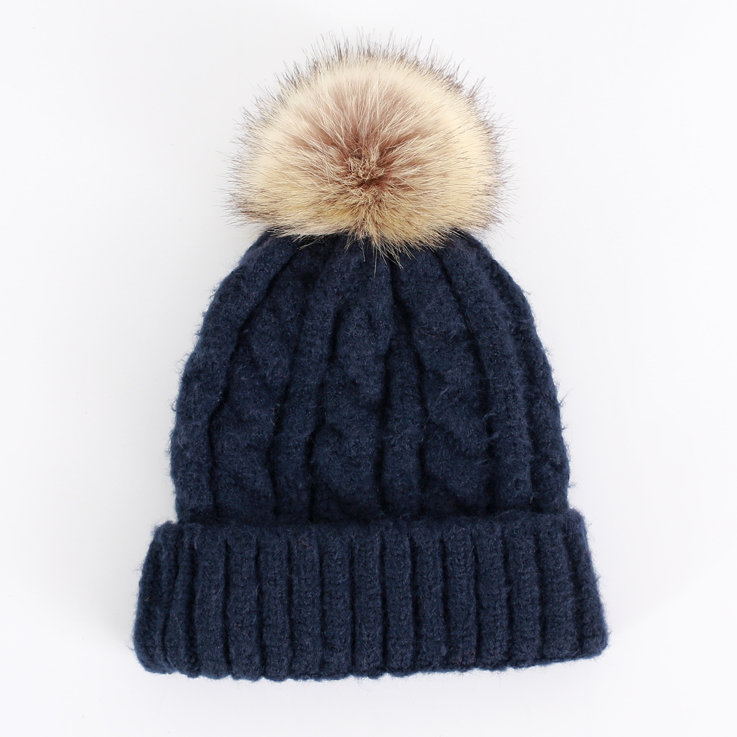 Gorro de lino grueso con patrón de una sola capa para mujer, versión coreana, tejido de Cachemira de mezcla de color sólido para otoño e invierno_voghion.com