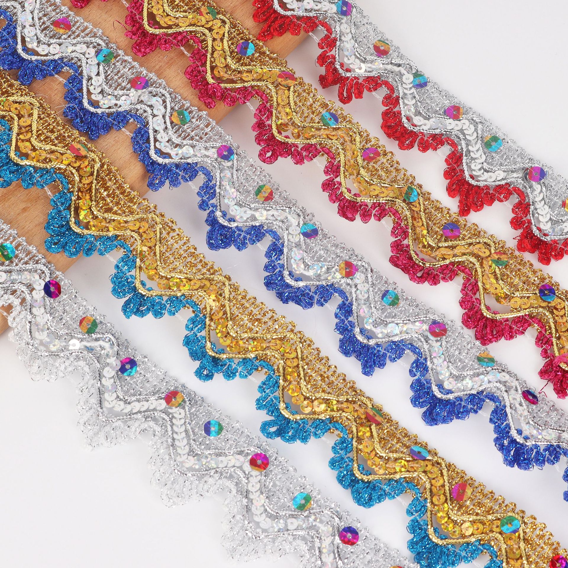 Venta directa de fábrica spot oro y plata lentejuelas encaje ropa accesorios de encaje encaje tres flores encaje