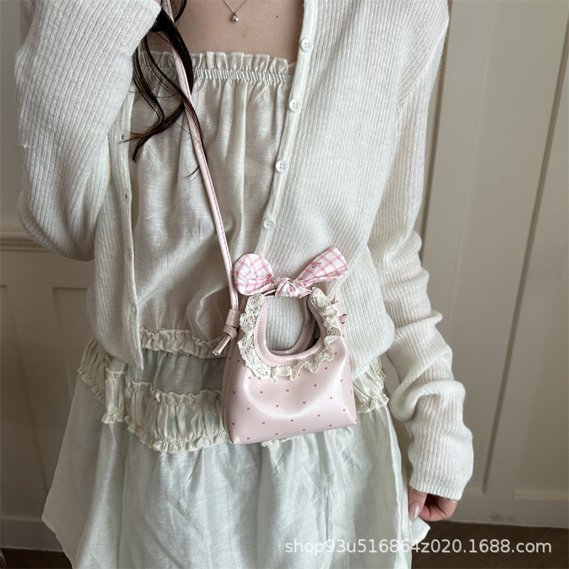 New stylish crossbody bag for girls, high-looking lace coin purse for babies, mini fashionable red envelope textured shoulder bag