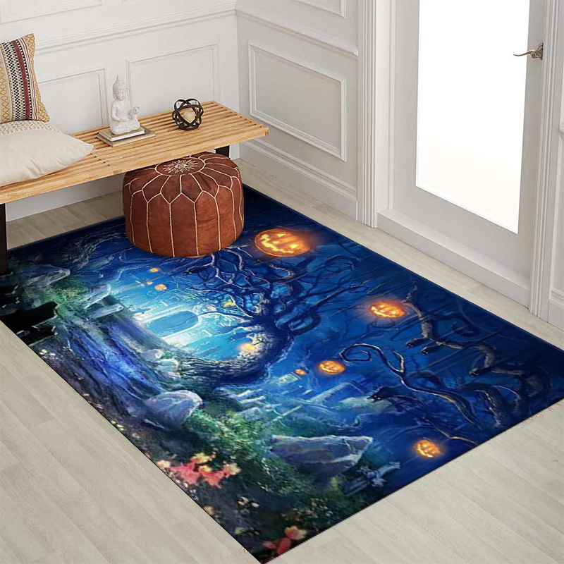 Fábrica transfronteriza alcantarilla cubierta de alcantarilla alfombra de payaso estera de la puerta de Halloween cráneo diseño fantasma cara estera del pie estera del baño
