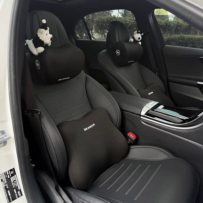 2025 New Model Car Headrest Memory Foam Car Seat Neck Pillow Cute West Highland Terrier Doll for Car Use (Headrest) - gold-button-top-diamond-m-black-knot-west-highland-black-neck-pillow-lumbar-support-4-piece-set