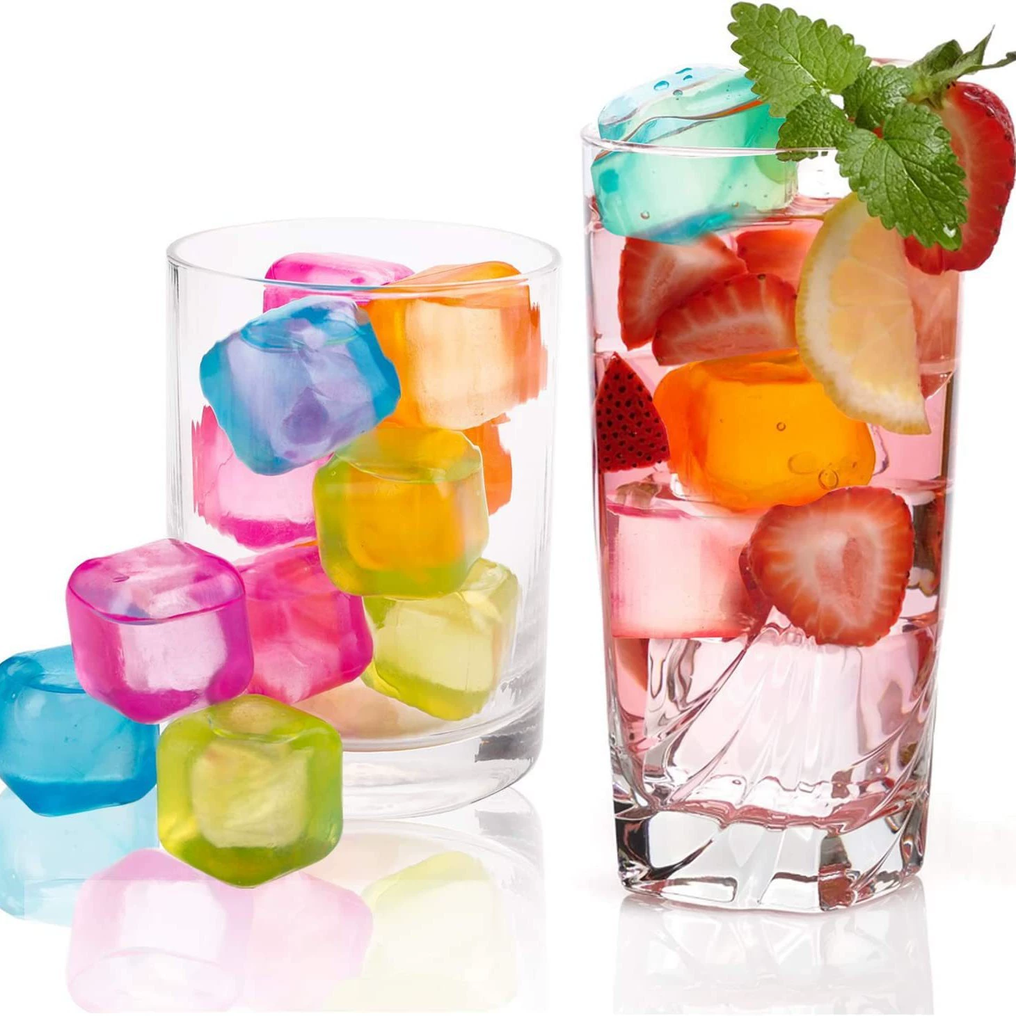 Производитель поставляет квадратные пластиковые кубики для льда размером 2,5 см для охлаждения, многоразовые кубики для льда различных размеров.