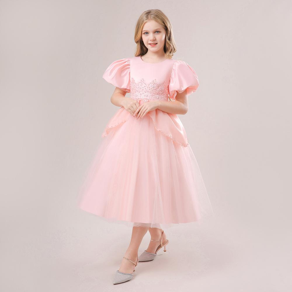 Los niños europeos y americanos del comercio exterior Vestido de manga de soplo con cuentas Cenicienta malla chica anfitrión rendimiento malla vestido image 4