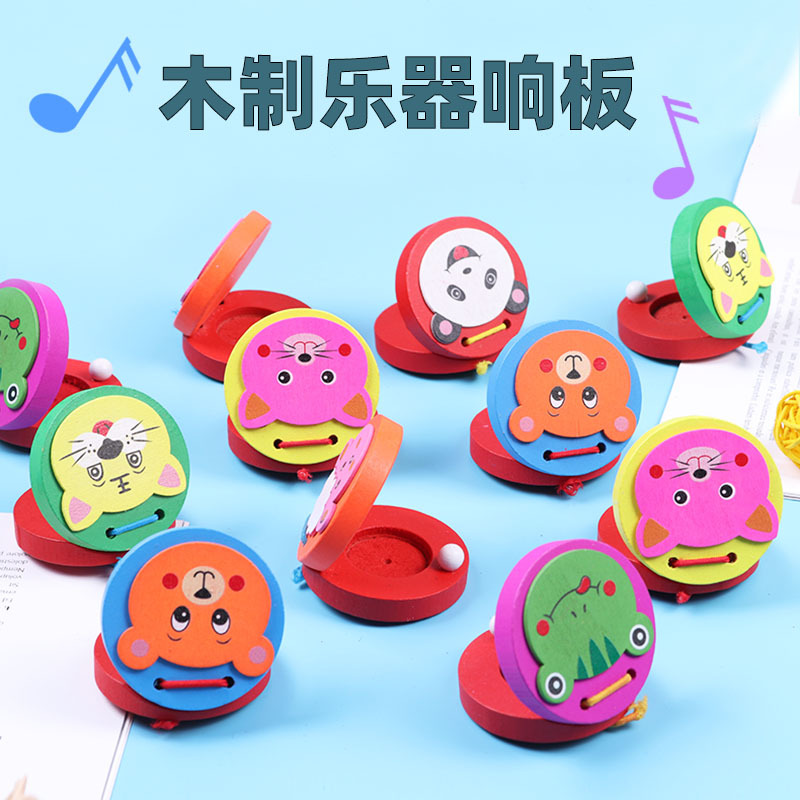 Dibujos animados animal Louver niños de madera Orff instrumento musical redondo educación infantil Ilustración instrumento musical educativo tablero