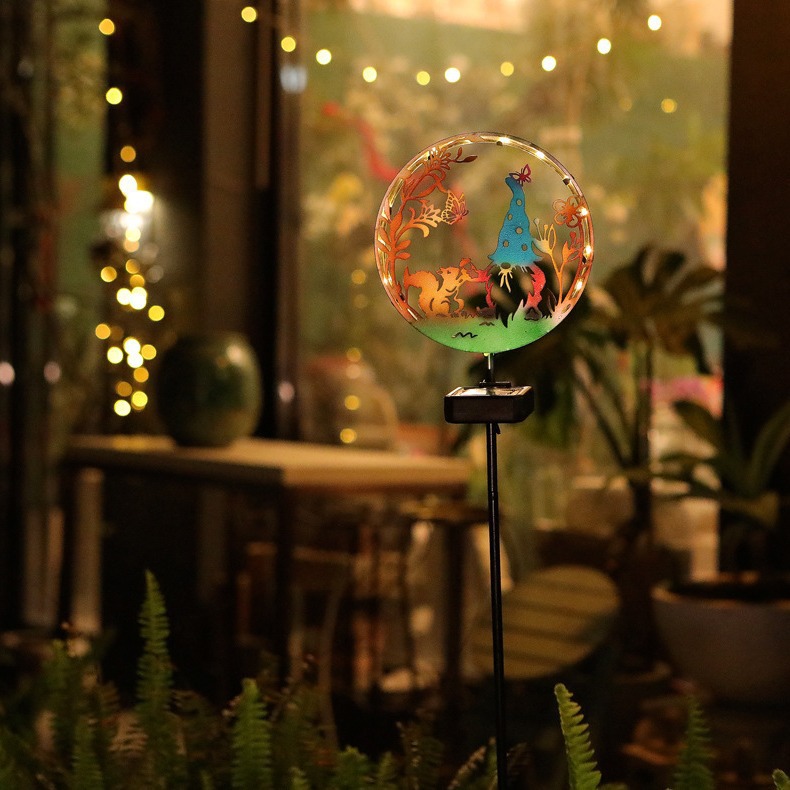 태양 안뜰 동물 실루엣 바닥 빛 LED 철 야외 잔디 안뜰 풍경 빛 작은 안뜰 장식 빛