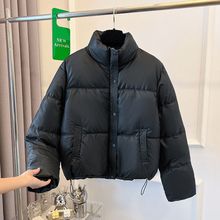 2025年冬季新款高级感PU皮免洗棉服女宽松棉衣潮流加厚立领外套潮