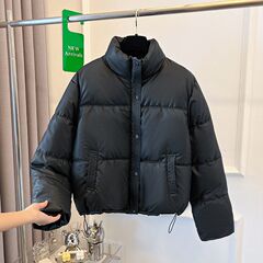 2025年冬季新款高级感PU皮免洗棉服女宽松棉衣潮流加厚立领外套潮