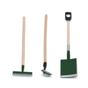 1:12 Dollhouse Mini Garden Scene Shovel Hoe Rake Gardening Tool Three-Piece Set