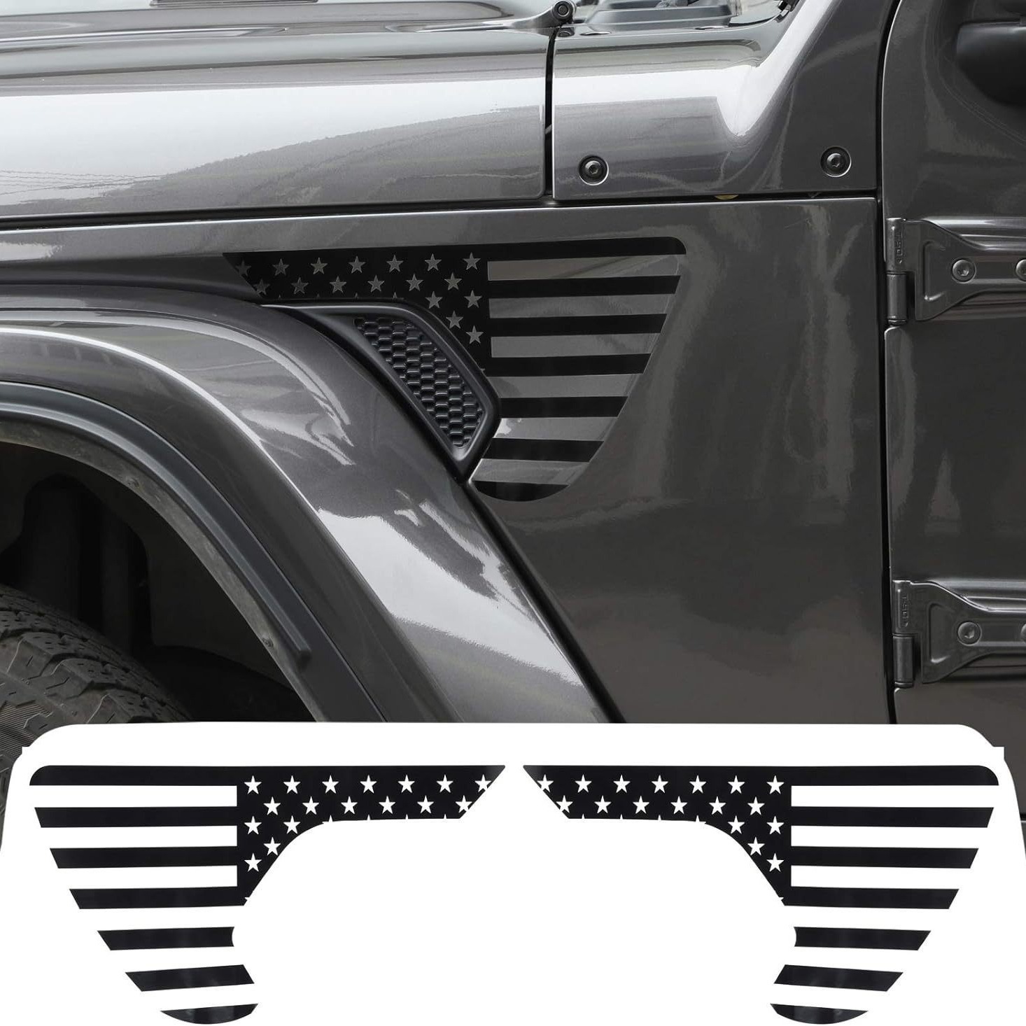 Para Jeep Wrangler Jeep side block Vent etiqueta de la bandera Americana JL2018-2021 Gladiador image 5