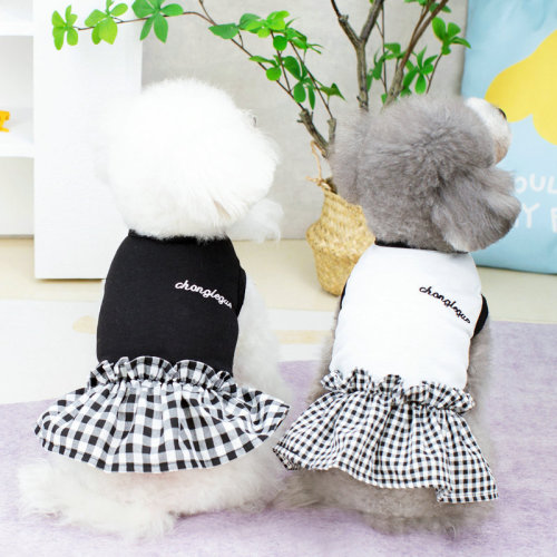 Pet clothes black and white embroidery dress Teddy pet dog warm clothes small and medium-sized dog clothes new fashion accessories