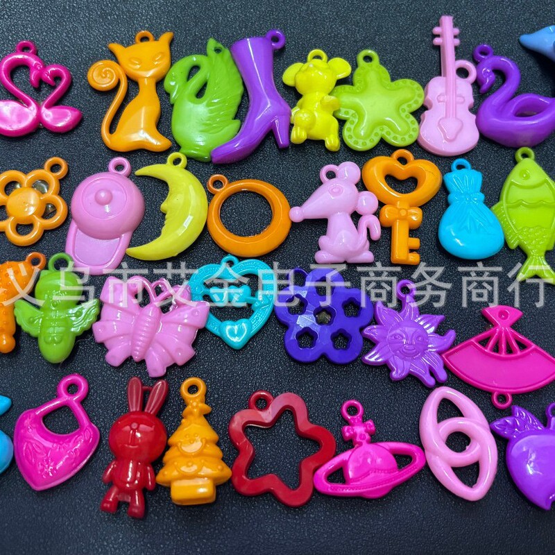 Cross-border Cartoon Real Color Flower Animal Acrylic Lifting Beads Loose Beads DIY Bracelet Beaded Jewelry Accessories Pendant