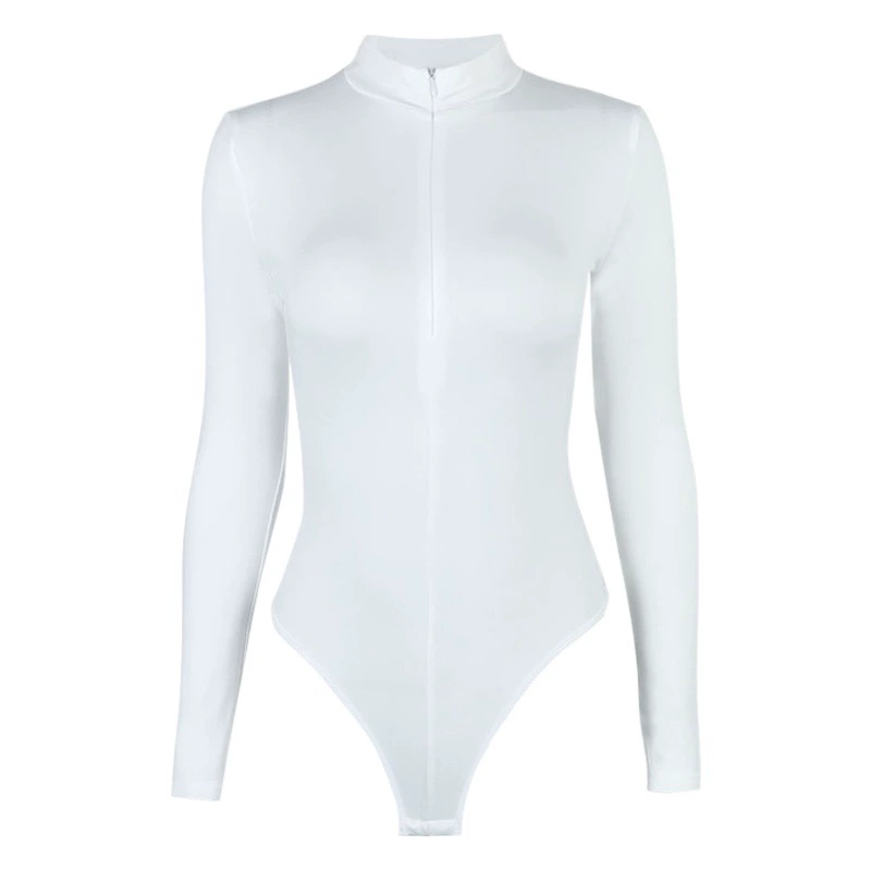 2025 Amazon, осенне-зимняя новая нижняя рубашка, женский европейский и американский модный бархатный облегающий комбинезон на молнии с длинными рукавами для женщин