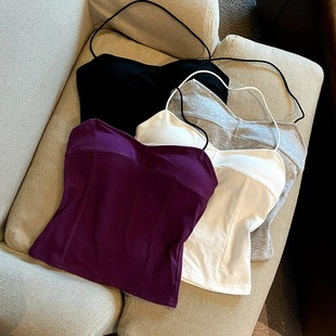 247# Pure Desire Style Spice Girl Thin Shoulder Strap Neck Vest Sling Women's Summer Strapless Beautiful Back Bra Pad