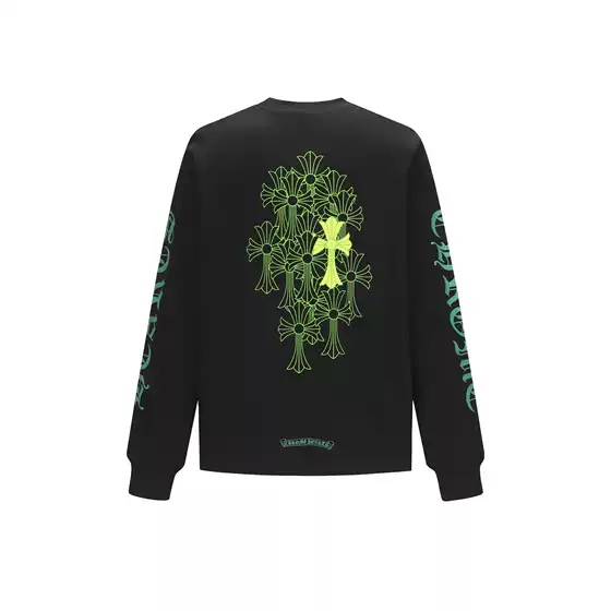Cross-Border Correct Version Ch Crowe Spring and Autumn New Style Chest Pocket Sanskrit Print Long-Sleeve T-Shirt Couple Style One Piece