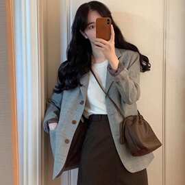 有货 韩国ins 早秋复古气质 单排扣西装 职业装 长袖 西服