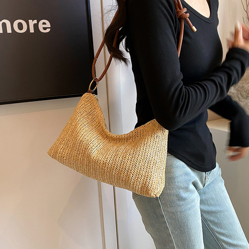 Trendy Small Handbags for Women - Summer 2024 New Arrival - Fashion Ladies Grass Weave Bags - Simple Texture Shoulder and Crossbody Bags