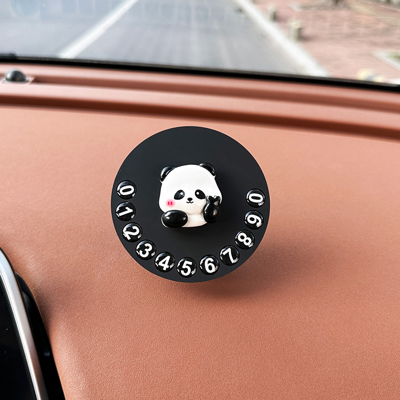 Número de matrícula de estacionamiento temporal del automóvil lindo panda teléfono móvil teléfono móvil placa de matrícula móvil accesorios de automóvil adorno femenino