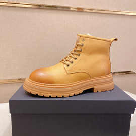 冬季新款马丁靴加厚羊毛保暖短靴东北防滑雪地靴男士真皮高帮男鞋