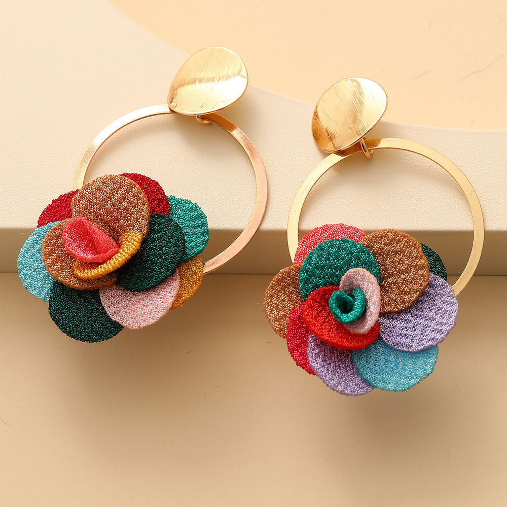 New Multilayer Chiffon Cloth Lace Flower Earring display picture 11