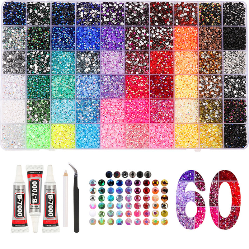 Cross-border Amazon bestseller: 40-grid and 60-grid nail art embellishments, flat-backed resin rhinestones, DIY nail art accessory set, wholesale Cross-border Amazon bestseller: 40-grid and 60-grid nail art embellishments, flat-backed resin rhinestones, DIY nail art accessory set, wholesale