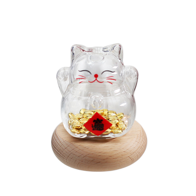 Creativo vidrio tridimensional para atraer la fortuna gatos ahorrar frijoles de oro Caifu gato almacenar frijoles de oro almacenar botella de regalo de vacaciones