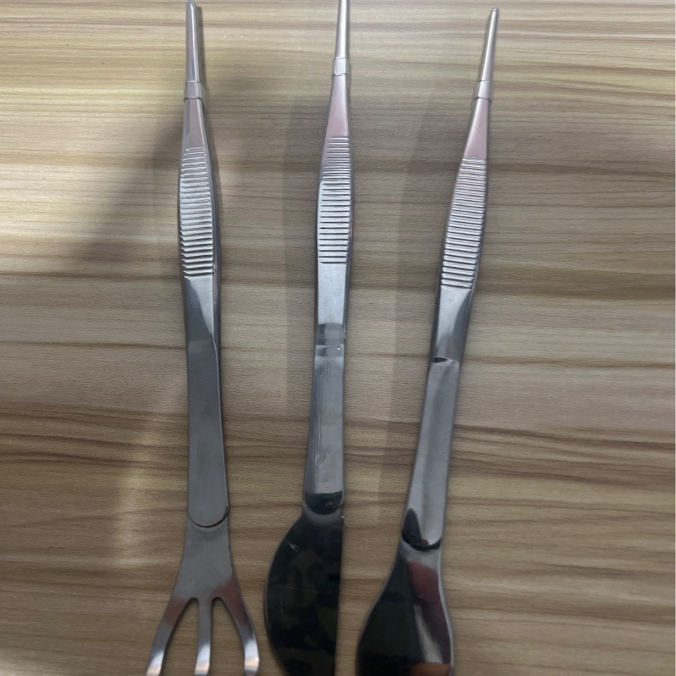 304 430不锈钢镊子耙子两用园林工具套装养花园艺三件套多肉镊