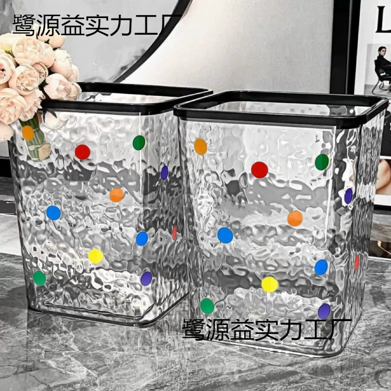 Прозрачный мусорный бак для спальни, дома, кухни, легкая роскошь, ванная комната, туалет, большая вместимость, корзина для бумаги в гостиной