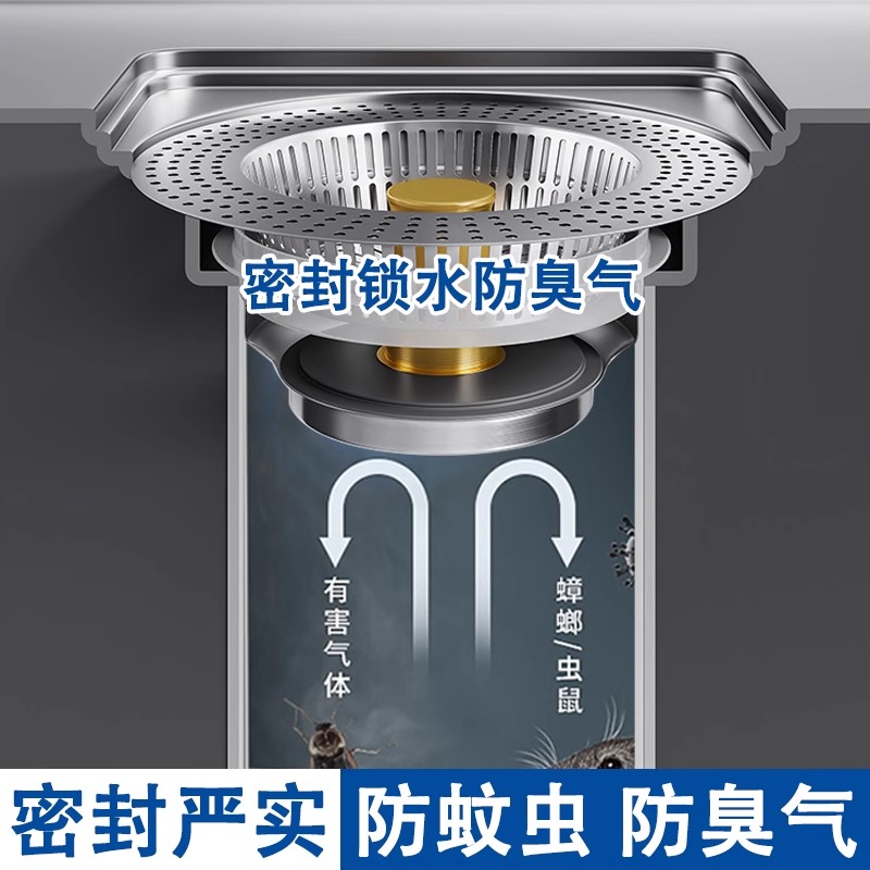 Cocina de acero inoxidable lavabo de verduras lavabo gran pantalla de filtro filtración antiolor lavabo de platos núcleo de rebote soporte de etiquetado transfronterizo