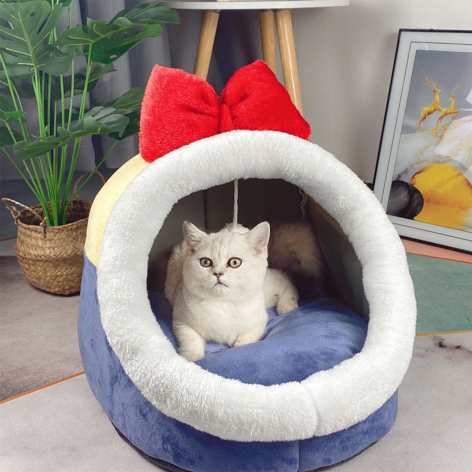 Mascota cuatro estaciones cálido gato nido invierno gato nido perrera Four Seasons suministros universal cerrado gato cama extraíble y lavable