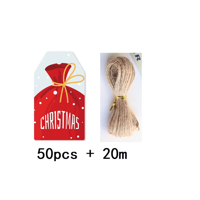 20メートル麻縄50枚、クリスマスプレゼントのタグカードMerry christmasクリエイティブブックマーク|undefined