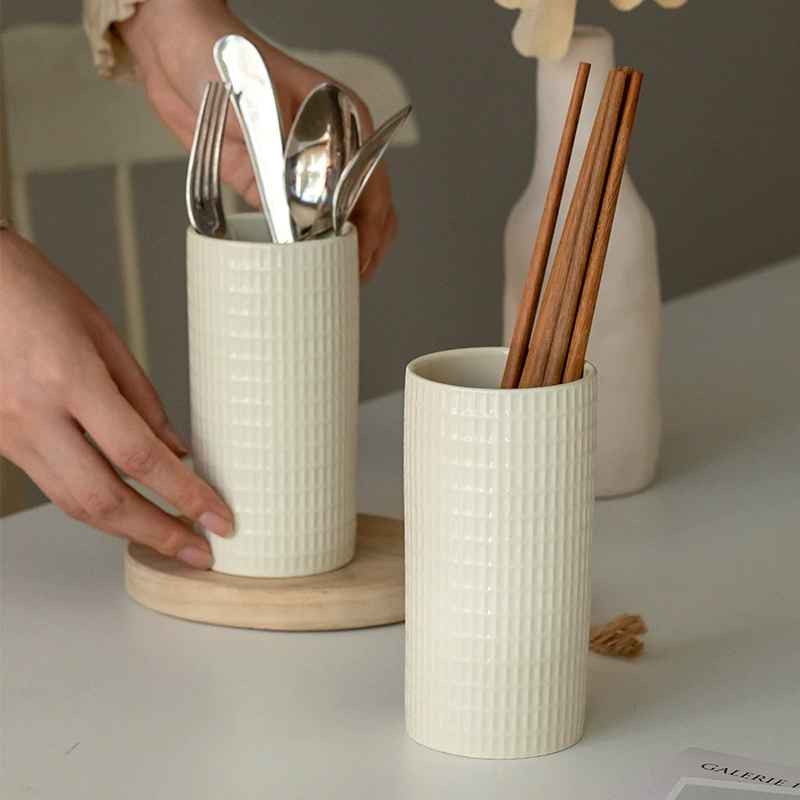 70YF〖Korean Relief Plaid Chopsticks〗Cutch Tool Storage Kitchen Tool Storage