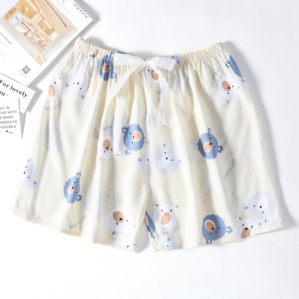 45 pantalones cortos de seda de algodón de verano delgados pijamas transpirables de algodón sintético ultra corto ropa de casa de gran tamaño de playa para mujeres